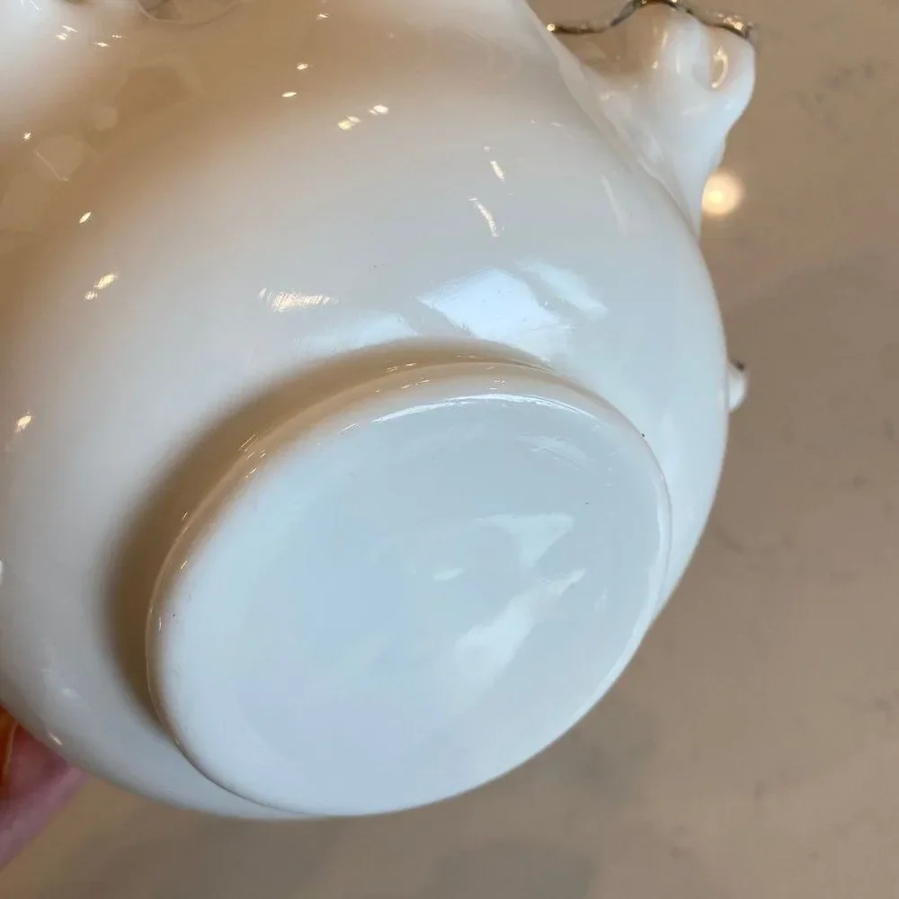 Vintage 1950s Fenton White Milk Glass Bon Bon Dish Silver Crest Double Crimp Rim